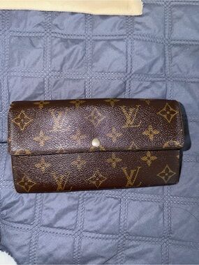 LV Monogram Sarah Wallet Long Bifold Brown Canvas Spain Authenticated w COA